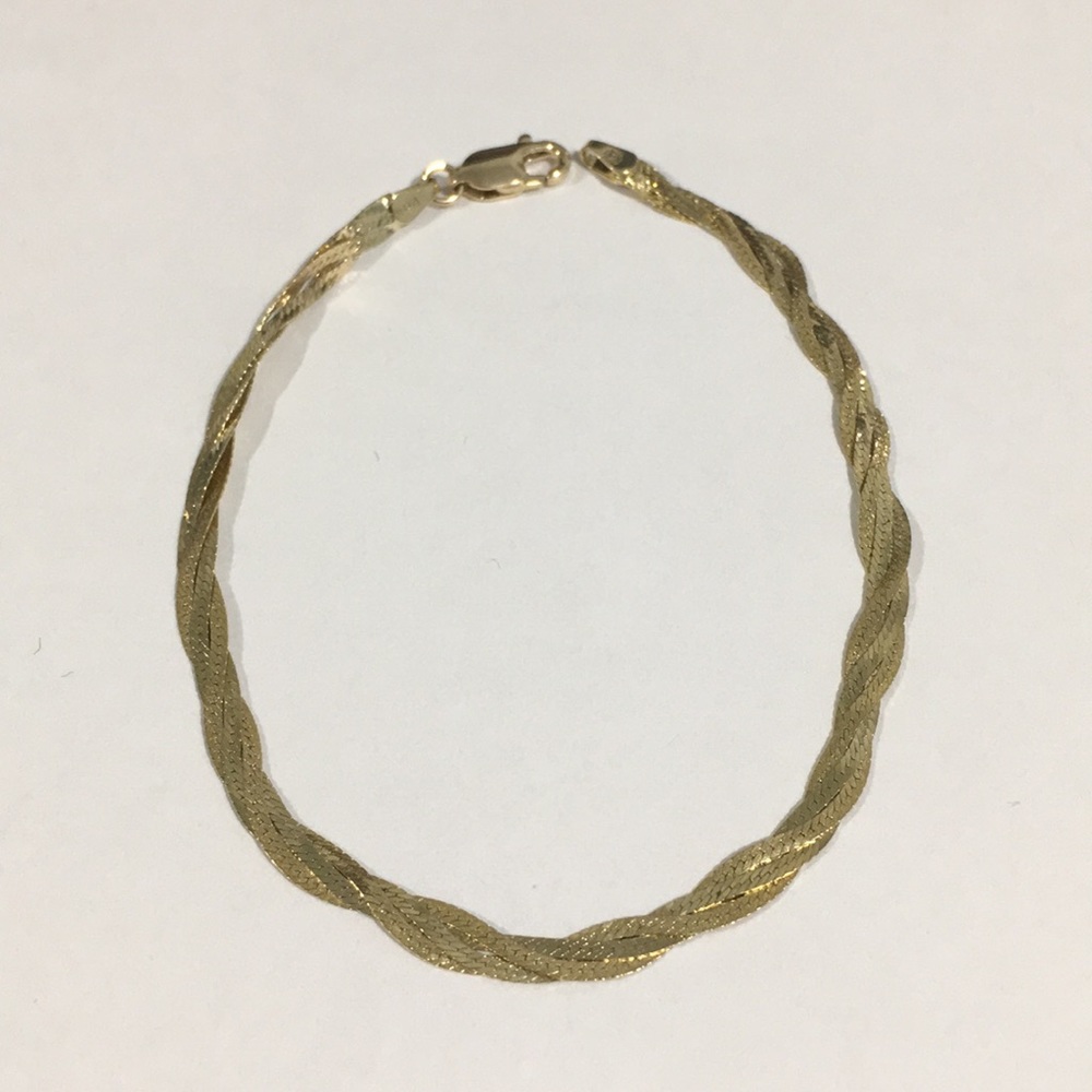 14k Yellow Gold Herring Bone Bracelet - Picture 1 of 5
